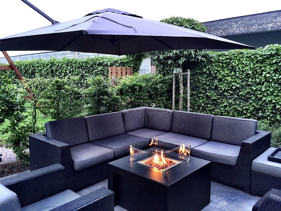 Feuertisch 'SKY' - Aluminium - inkl. Einbau-Tischkamin - Terras & Co