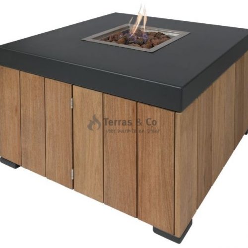 Feuertisch Hartholz mit Einsatz-Gaskamin - Terras & Co BV