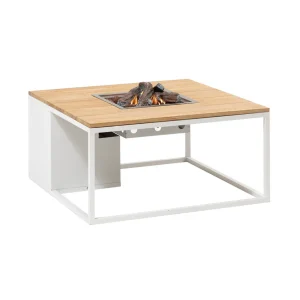 Cosi-fires | Cosiloft 100 | Weiß / Teakholz | 100x100x50 cm