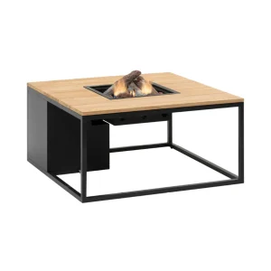 Cosi-fires | Cosiloft 100 | Schwarz / Teakholz | 100x100x50 cm