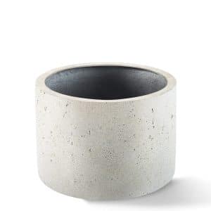 Polyester plantenbak rond Grigio Cylinder antiek wit