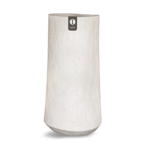 hoge polyester vaas licht zandkleurig