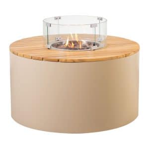 Easyfires | Feuertisch Circle | Hartholz & Aluminium | Rund Sandy Beige | Ø90 cm